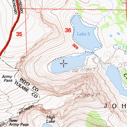Topographic Map of Cottonwood Lake Number Four, CA