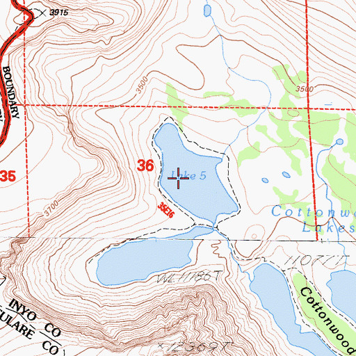 Topographic Map of Cottonwood Lake Number Five, CA