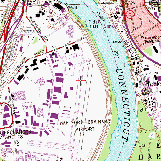 Topographic Map of Hartford-Brainard Airport, CT