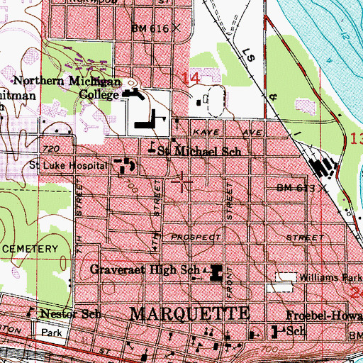 Topographic Map of Messiah Lutheran Church, MI