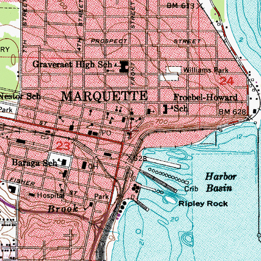 Topographic Map of First Presbyterian Church, MI