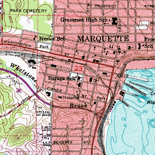 Topographic Map of Marquette Police Department, MI