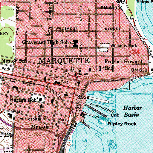 Topographic Map of Marquette County History Museum, MI
