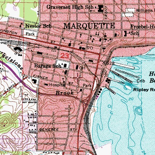Topographic Map of Marquette City Fire Department Station 1, MI
