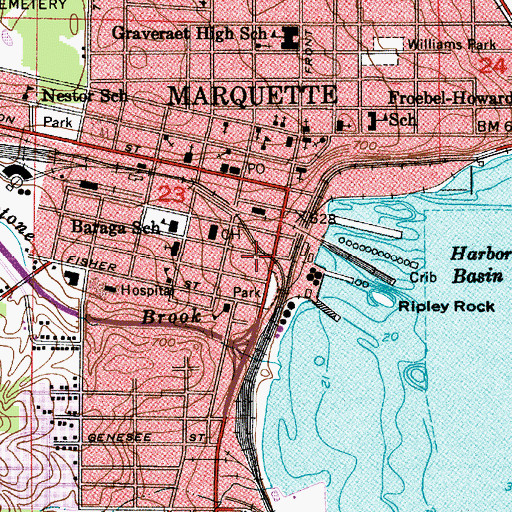 Topographic Map of Upper Peninsula Children's Museum, MI