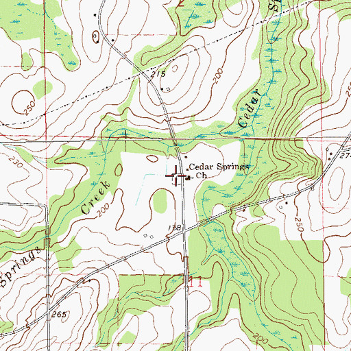 Topographic Map of Cedar Springs Cemetery, AL