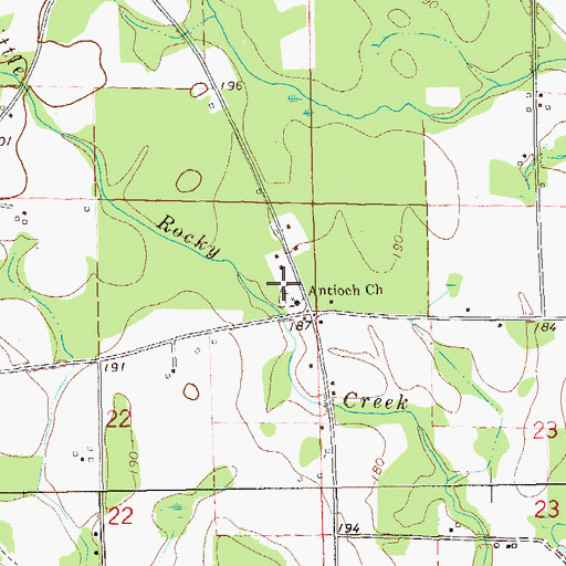 Topographic Map of Antioch Cemetery, AL