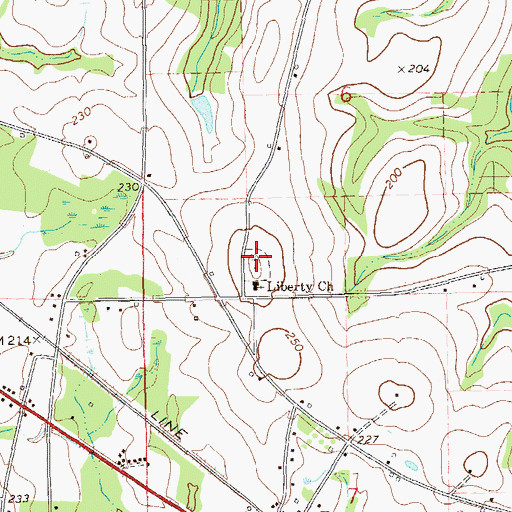 Topographic Map of Liberty Cemetery, AL