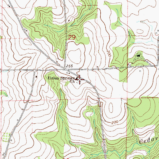 Topographic Map of Union Springs Cemetery, AL