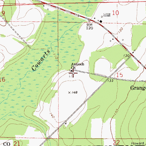 Topographic Map of Antioch Cemetery, AL