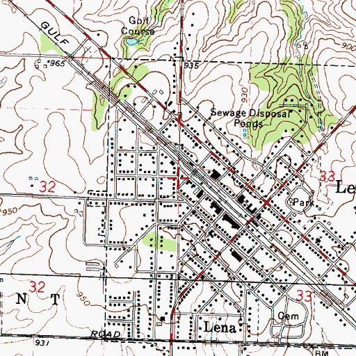 Topographic Map of Lena Water Tower, IL