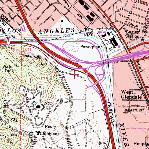 Topographic Map of Griffith Park Aerodrome (historical), CA