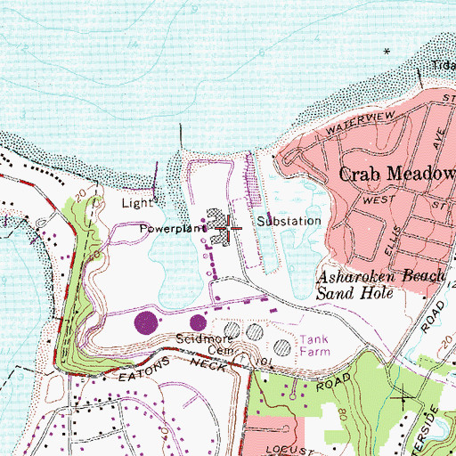 Topographic Map of Northport Power Station, NY