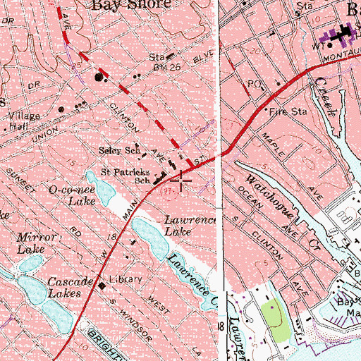 Topographic Map of Bay Shore Theatre, NY