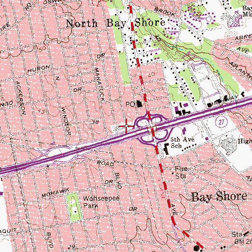 Topographic Map of Bay Shore Business Center, NY