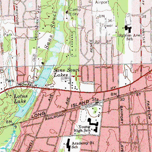 Topographic Map of Bayport Pumping Station, NY