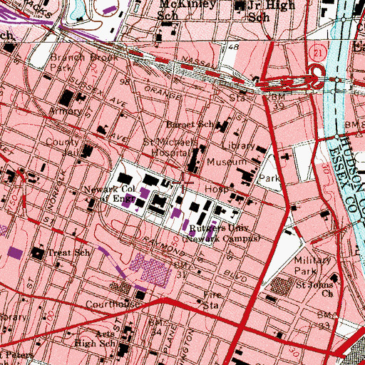 Topographic Map of Newark Orphan Asylum (historical), NJ