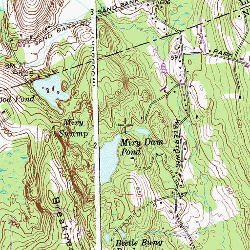 Topographic Map of Miry Dam Heliport, CT