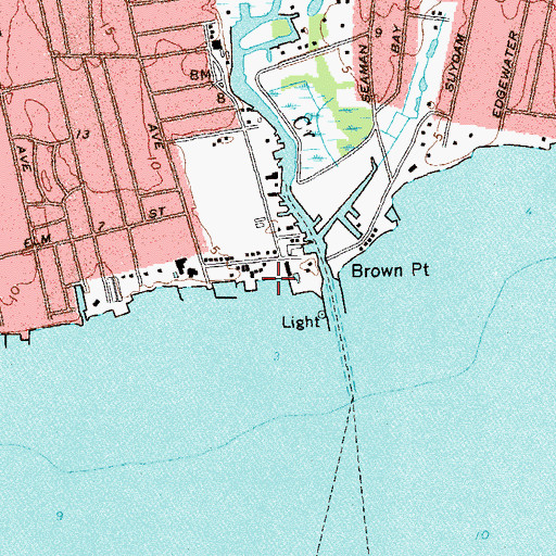 Topographic Map of Sayville Bathing Beach, NY
