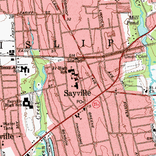 Topographic Map of Adelphi College Suffolk Division, NY