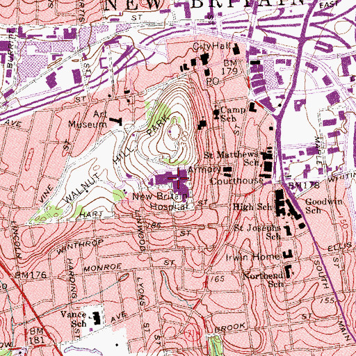 Topographic Map of NBGH Heliport, CT