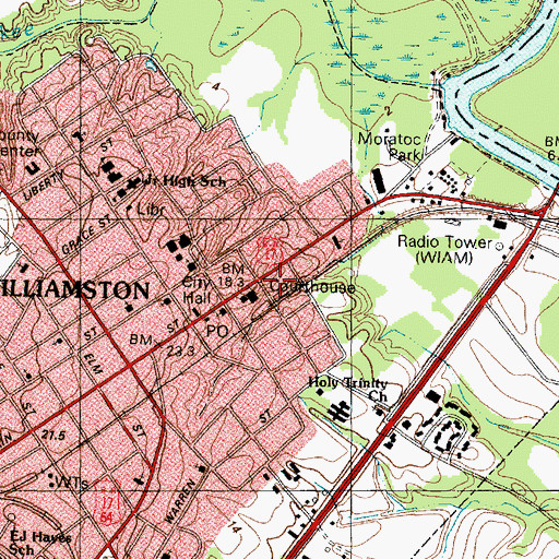 Topographic Map of Martin County Sheriff's Office, NC