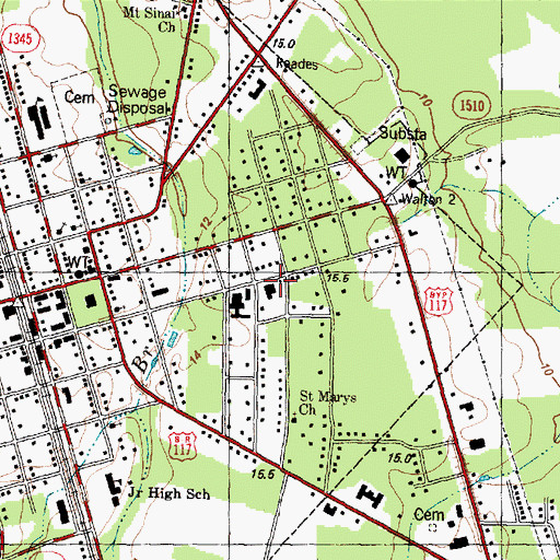 Topographic Map of Pender County Sheriff's Office, NC