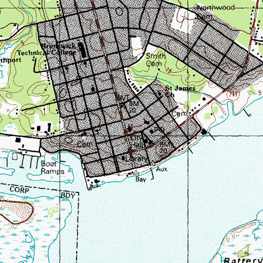 Topographic Map of Southport Police Department, NC