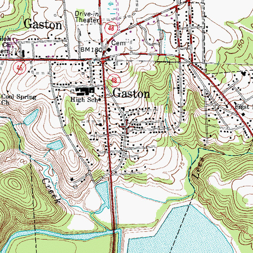 Topographic Map of Gaston Police Department, NC