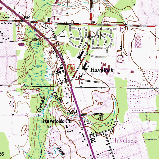 Topographic Map of Havelock Police Department, NC