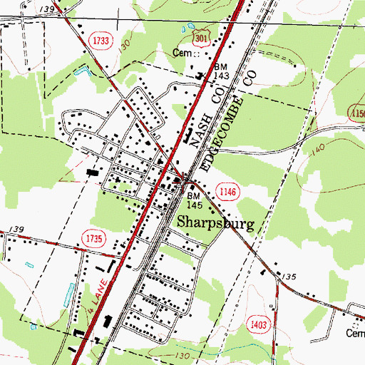Topographic Map of Sharpsburg Police Department, NC