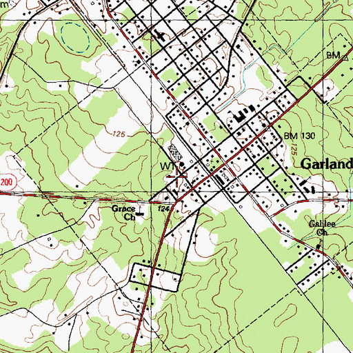 Topographic Map of Garland Police Department, NC