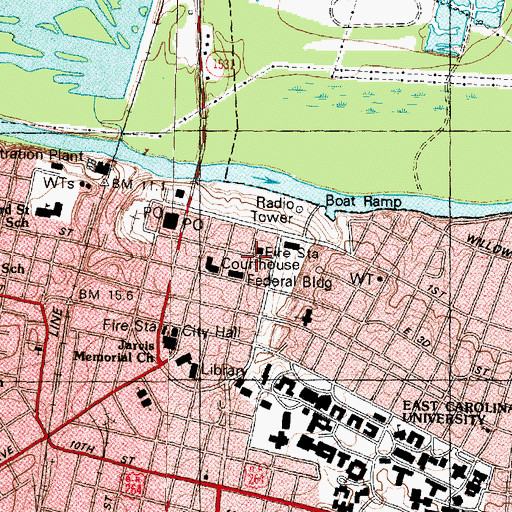 Topographic Map of Pitt County Criminal Offender, NC