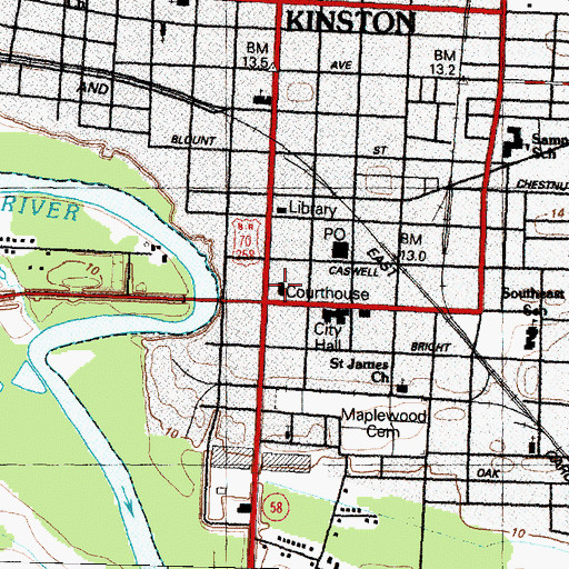 Topographic Map of Lenoir County Sheriff's Office, NC