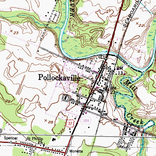 Topographic Map of Pollocksville Police Department, NC