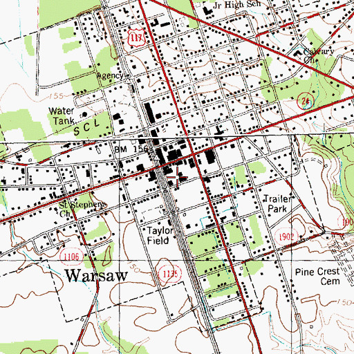 Topographic Map of Warsaw Police Department, NC
