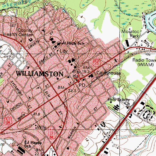 Topographic Map of Williamston Police Department, NC