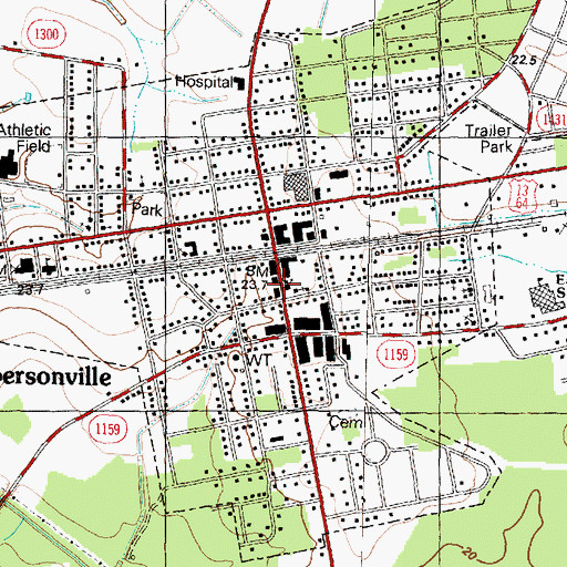 Topographic Map of Robersonville Police Department, NC