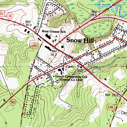 Topographic Map of Green County Juvenile Restitution, NC