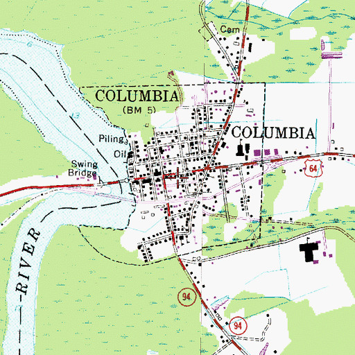 Topographic Map of Tyrrell County Sheriff's Office, NC