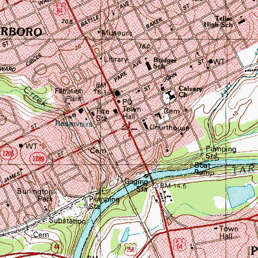 Topographic Map of Tarboro Police Department, NC