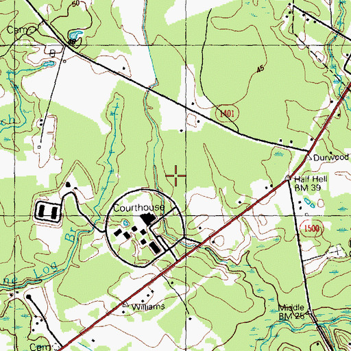 Topographic Map of Brunswick County Criminal Justice, NC