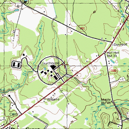 Topographic Map of Brunswick County District Criminal, NC