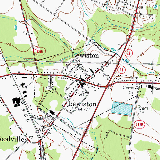 Topographic Map of Lewiston Woodville Police Department, NC
