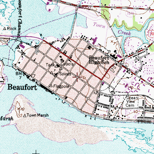 Topographic Map of Beaufort Police Department, NC