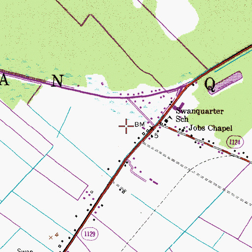 Topographic Map of Hyde County Sheriff's Office, NC