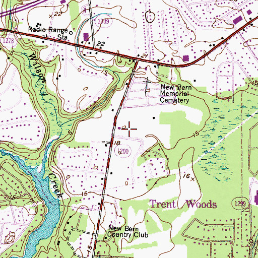 Topographic Map of Trent Woods Police Department, NC