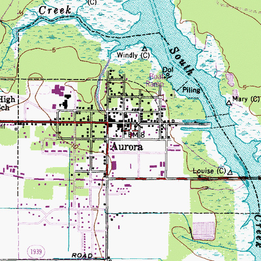 Topographic Map of Aurora Police Department, NC