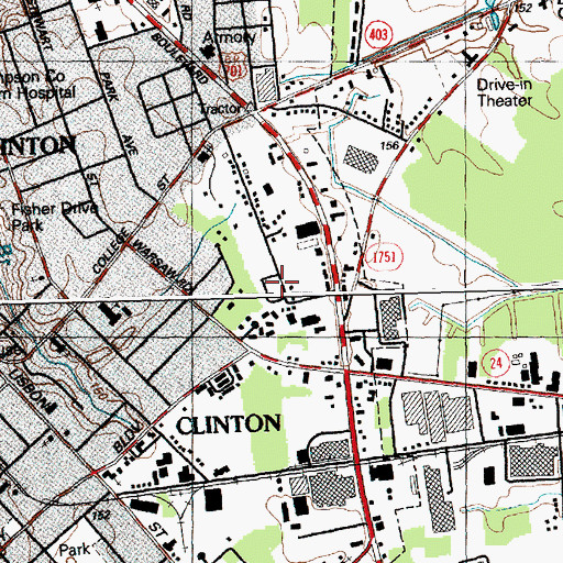 Topographic Map of Clinton Police Substation, NC