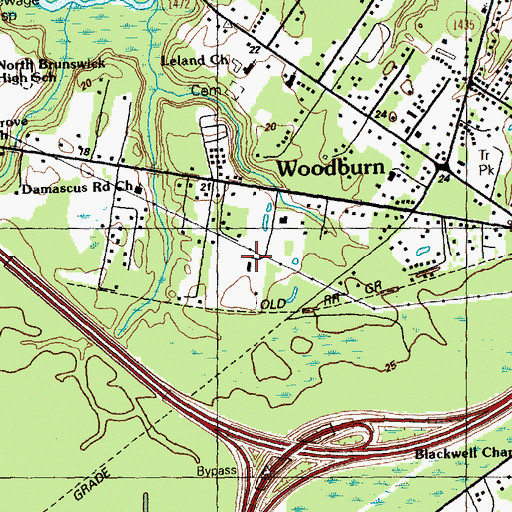 Topographic Map of Leland Police Department, NC